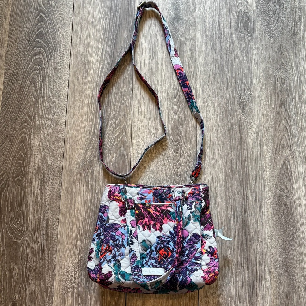 Vera Bradley Purple and Blue Crossbody Bag with Floral Design
